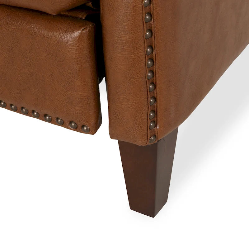 Cavanaugh Upholstered Pushback Recliner with Nailhead Trim by Christopher Knight Home