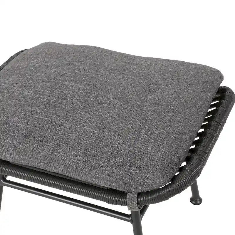 Chalet Outdoor Modern Boho Wicker Chat Set with Ottomans by Christopher Knight Home