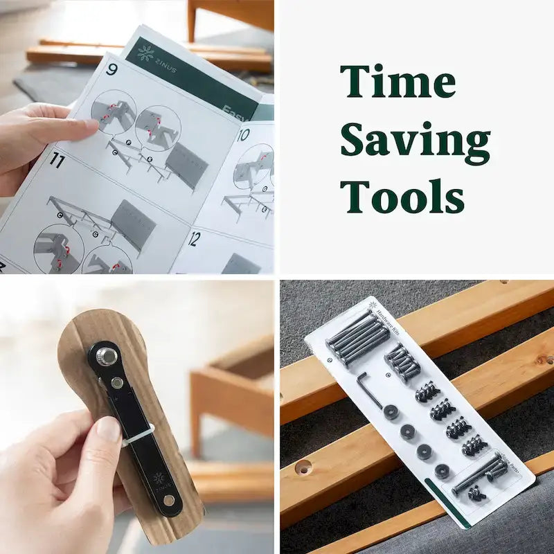 Priage by ZINUS Black and Brown Metal Platform Bed Frame