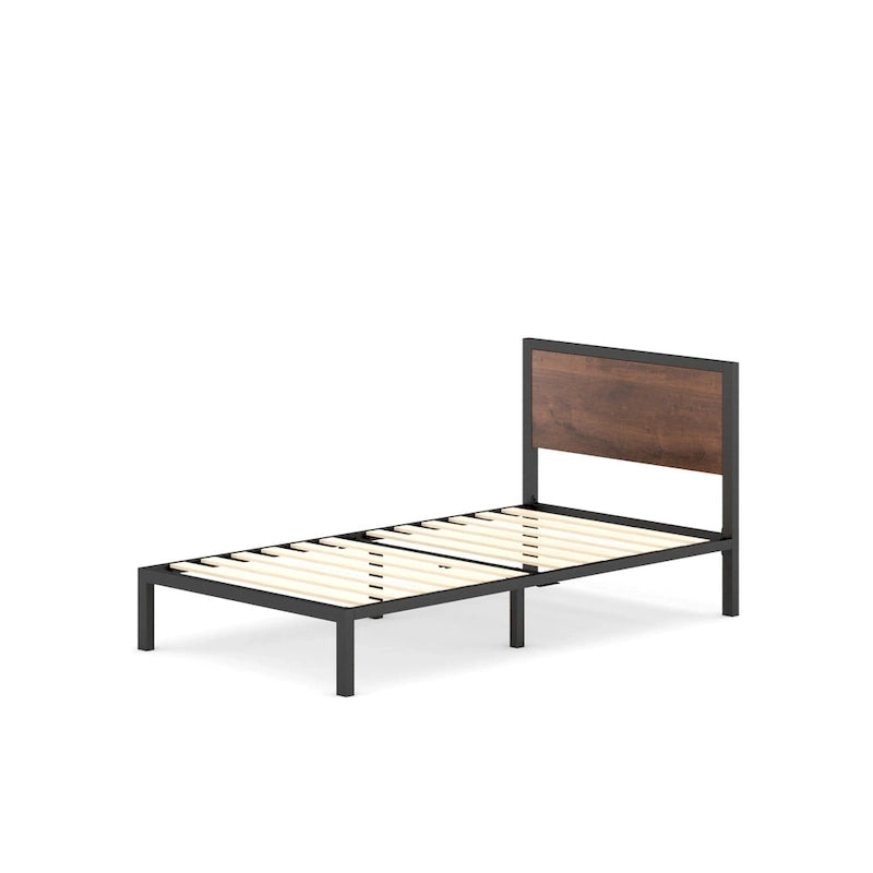 Priage by ZINUS Black and Brown Metal Platform Bed Frame