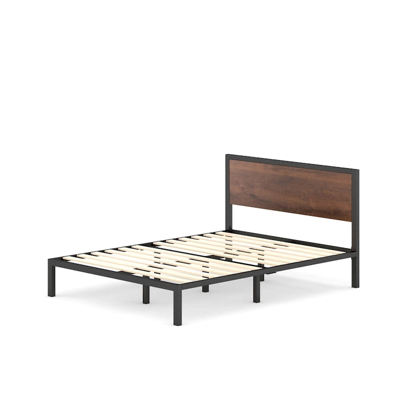 Priage by ZINUS Black and Brown Metal Platform Bed Frame