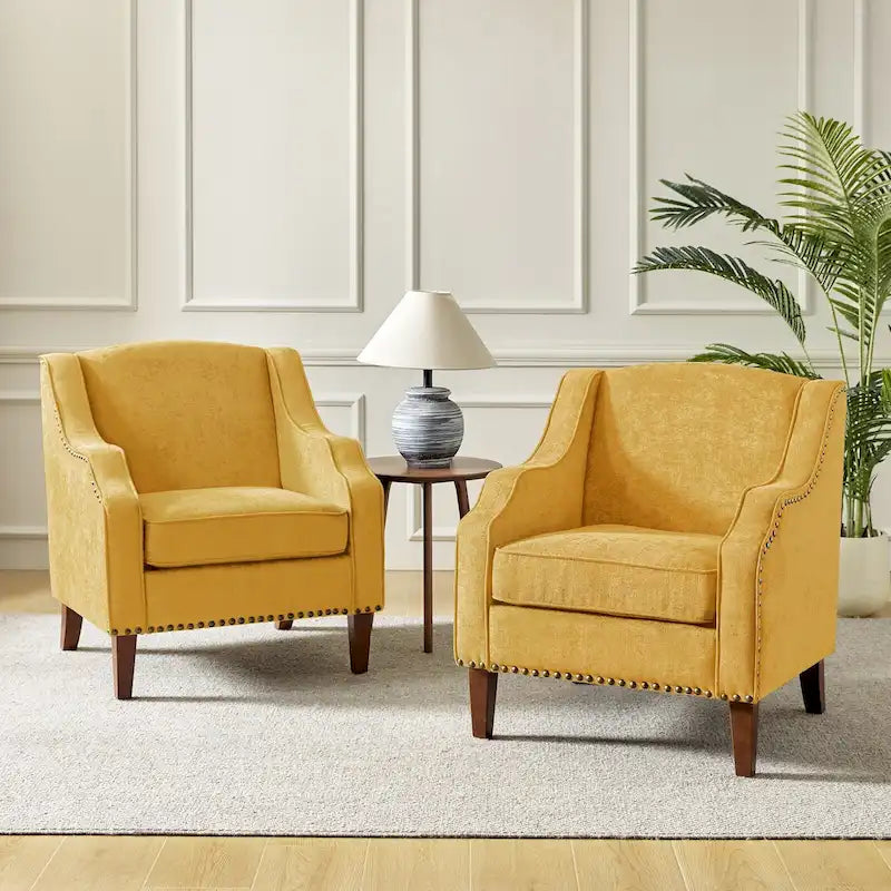 Lucretius Armchair with Nailhead Trim Set of 2 by HULALA HOME