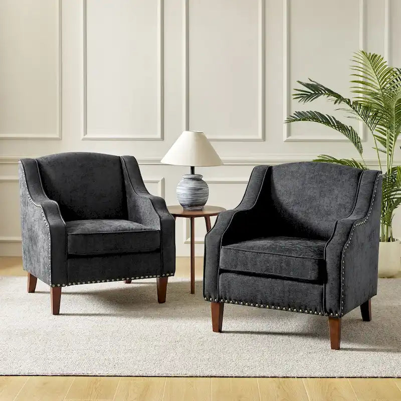 Lucretius Armchair with Nailhead Trim Set of 2 by HULALA HOME