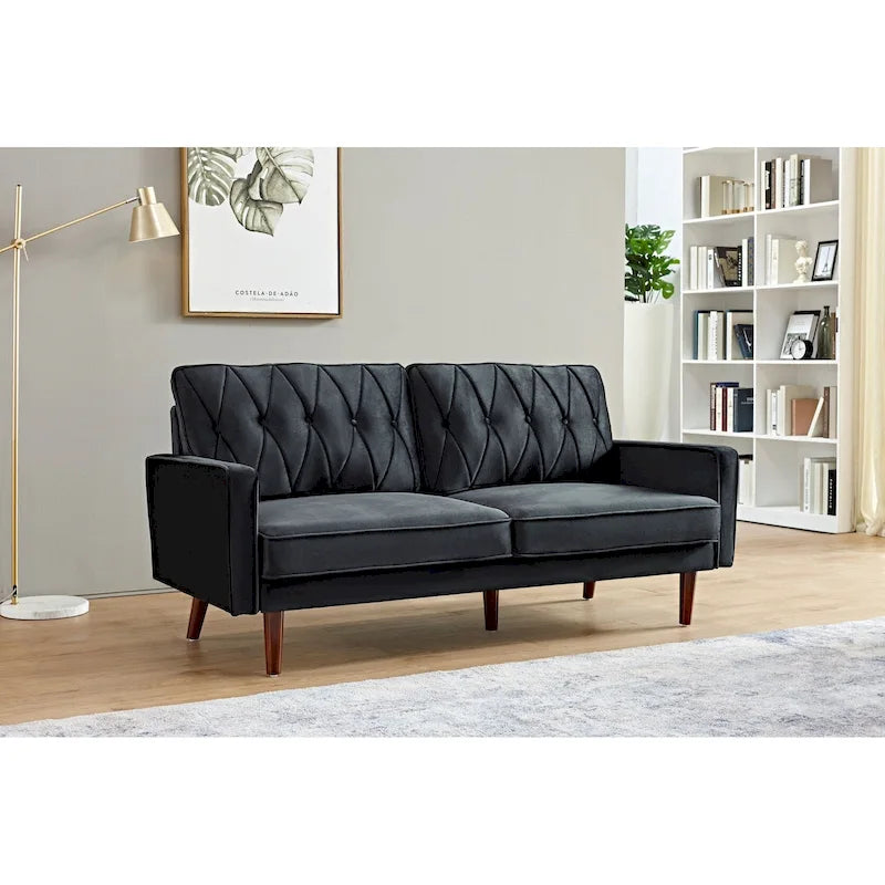 Feemster 69.3 Wide Velvet Tufted Cushion Back Sofa