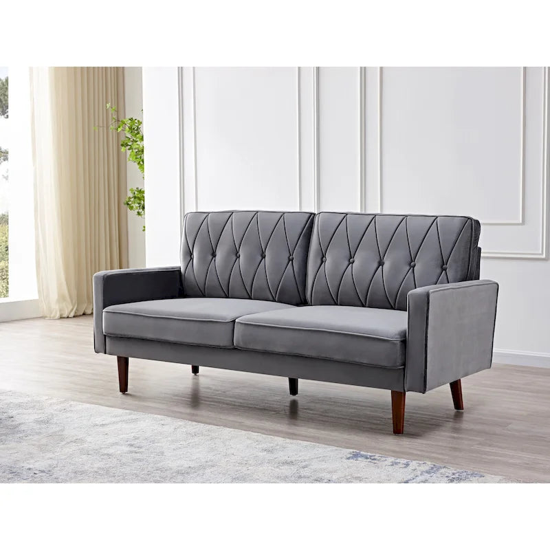 Feemster 69.3 Wide Velvet Tufted Cushion Back Sofa