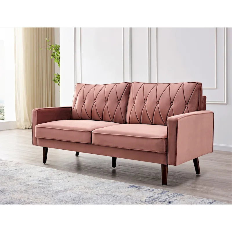 Feemster 69.3 Wide Velvet Tufted Cushion Back Sofa