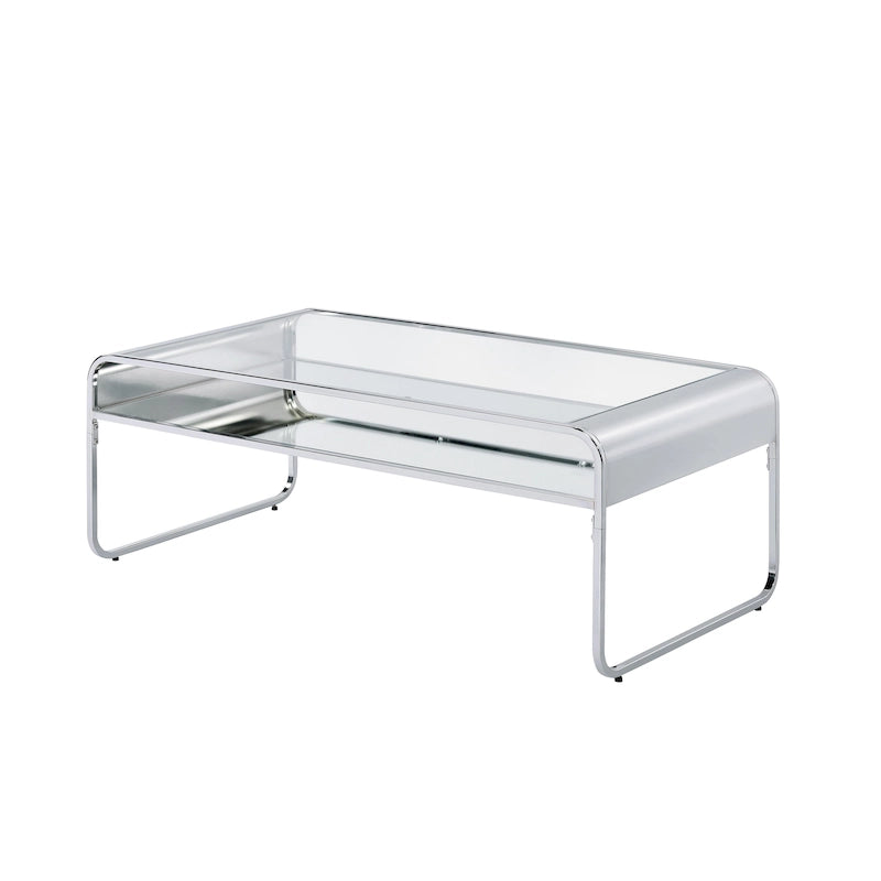 Watler Contemporary 48-inch Glass Top 1-Shelf Coffee Table by Furniture of America