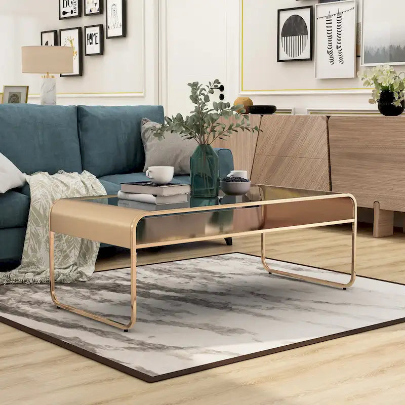 Watler Contemporary 48-inch Glass Top 1-Shelf Coffee Table by Furniture of America