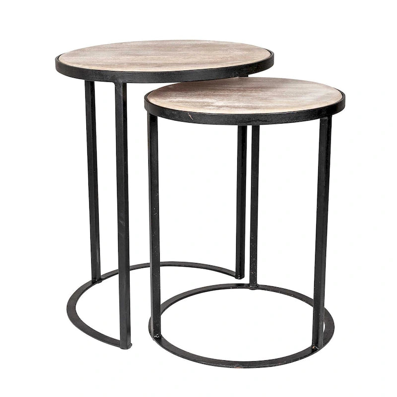 Natural Wood And Iron Nesting Accent Tables (Set of 2) by East at Main