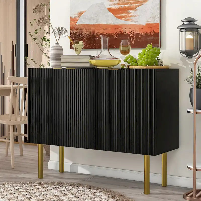 Entryway Sideboard Table Side Table Cabinet with Gold Metal Legs - 47.2L x 16.5W x 36.6H