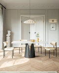 Modern Stylish Dining Table with Rectangle White Slate Top