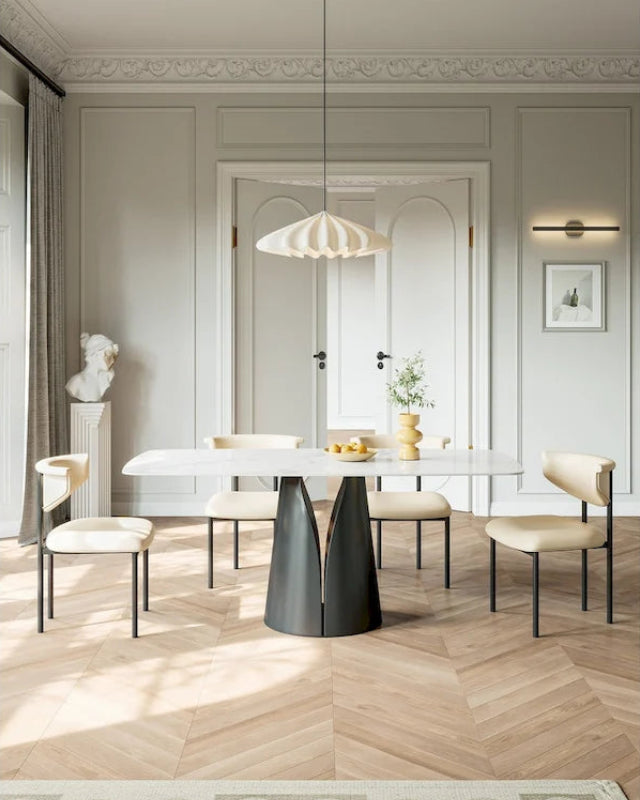 Modern Stylish Dining Table with Rectangle White Slate Top
