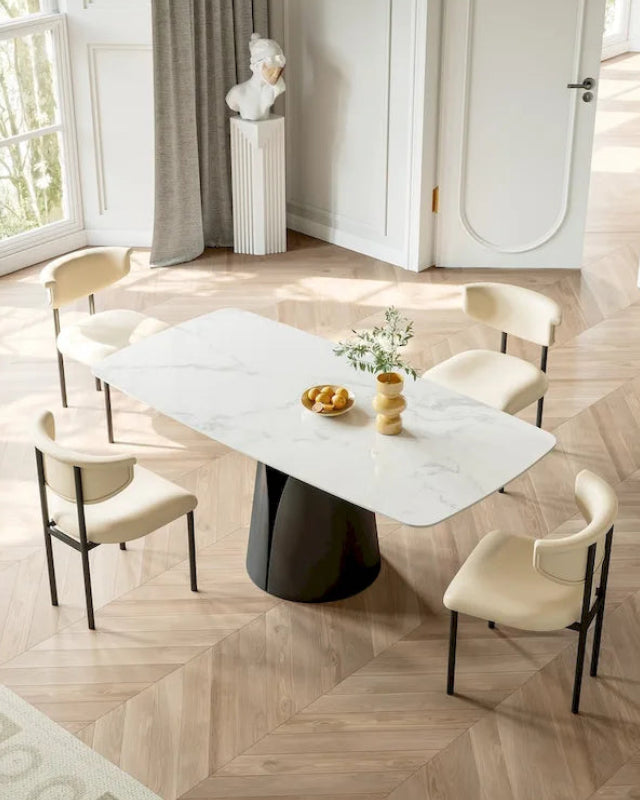 Modern Stylish Dining Table with Rectangle White Slate Top