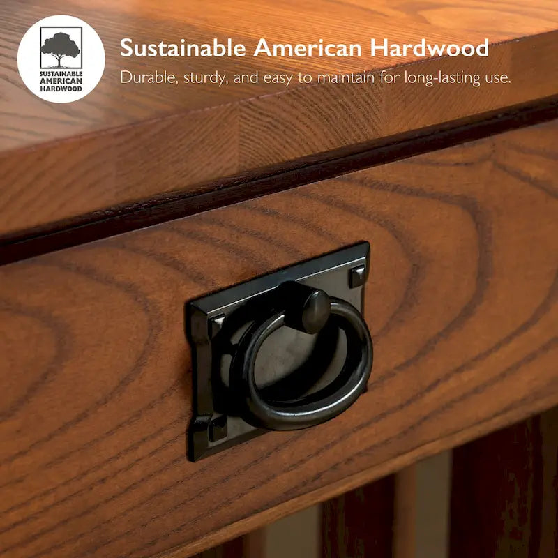 Russet Wood Console Table with Drawers and Shelves