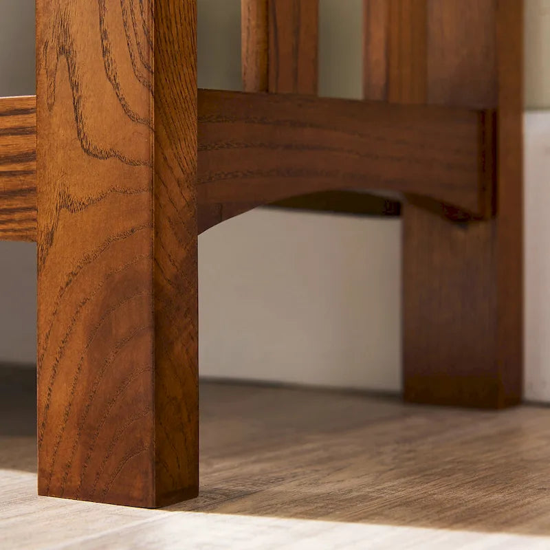 Russet Wood Console Table with Drawers and Shelves