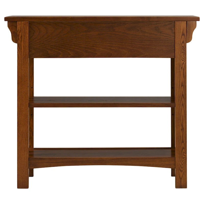 Russet Wood Console Table with Drawers and Shelves