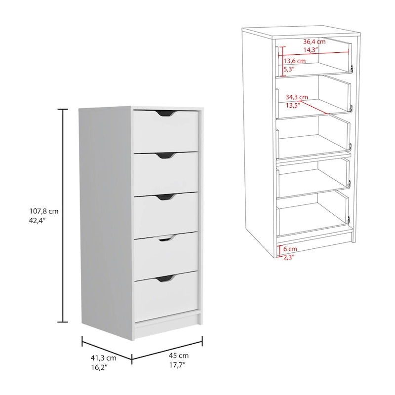 5 Drawers Tall Dresser with Pull Out System