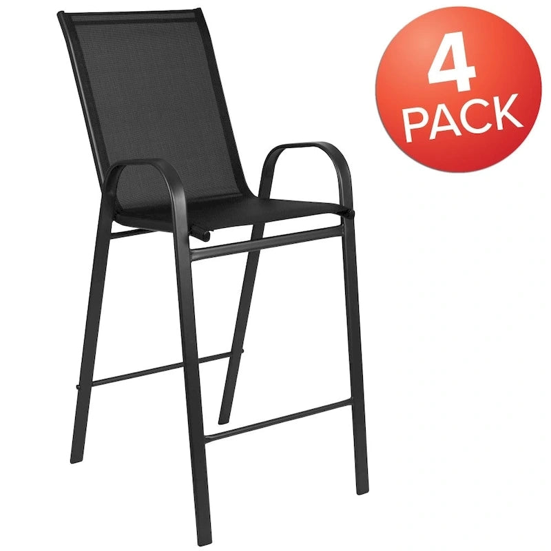 4 Pack Outdoor Barstools with Flex Comfort Material - Patio Stool