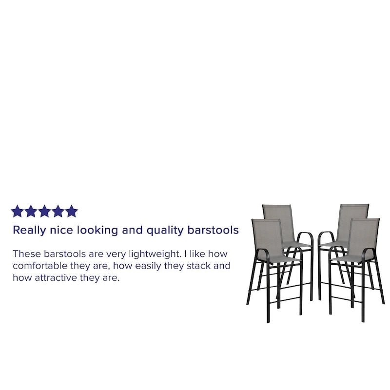 4 Pack Outdoor Barstools with Flex Comfort Material - Patio Stool