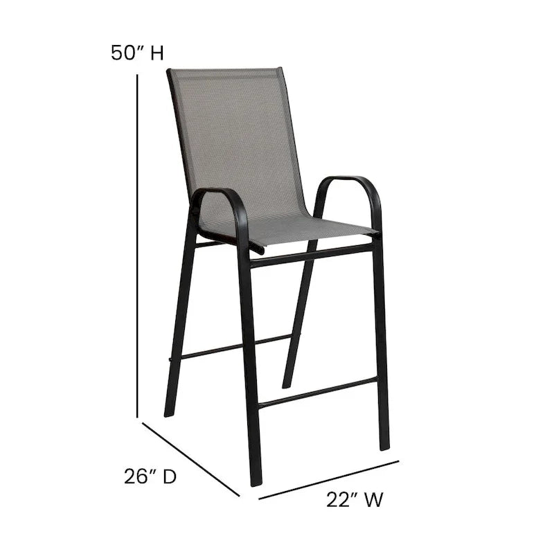 4 Pack Outdoor Barstools with Flex Comfort Material - Patio Stool