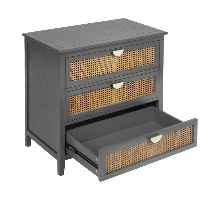 Natural Rattan Storage Cabinet 3 Drawer Chest
