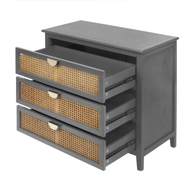 Natural Rattan Storage Cabinet 3 Drawer Chest