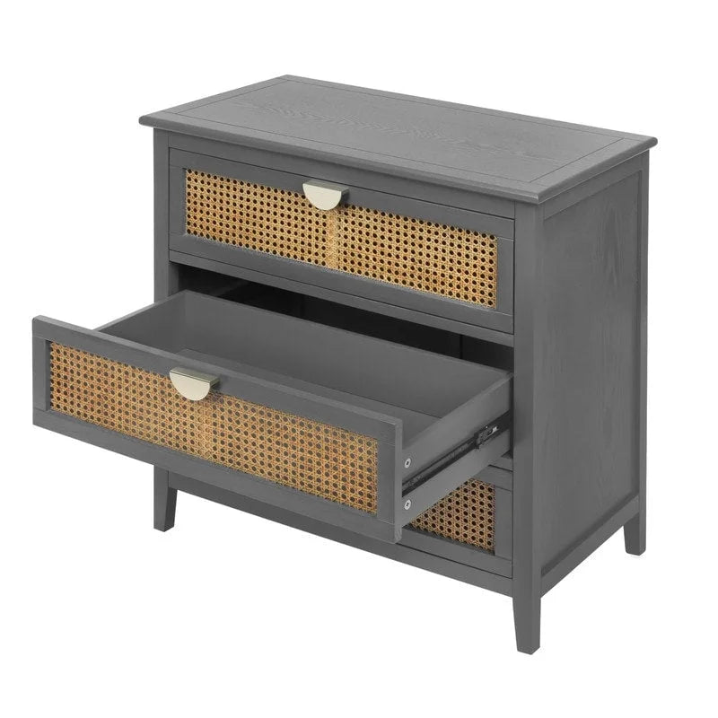 Natural Rattan Storage Cabinet 3 Drawer Chest
