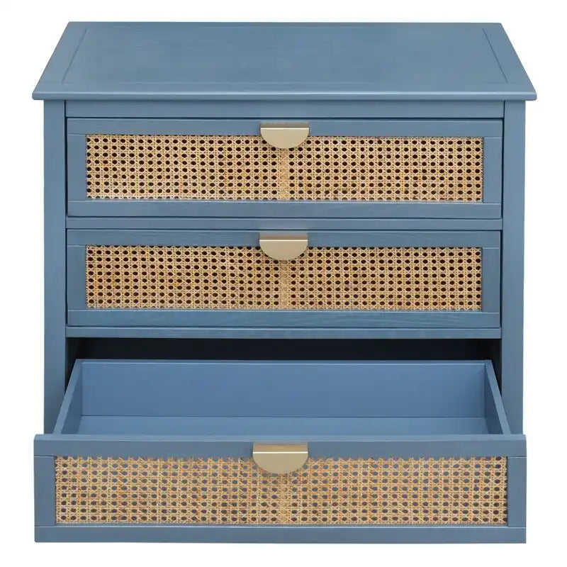 Natural Rattan Storage Cabinet 3 Drawer Chest