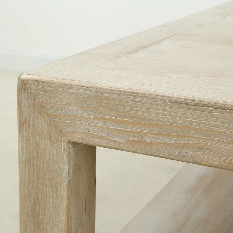 Square Weathered White Washed Wood Coffee Table