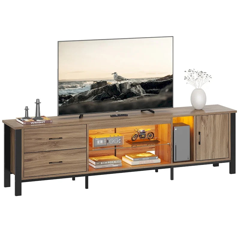 80-Inch LED Gloss TV Stand with 2 Drawers for 75-85 Inch TVs