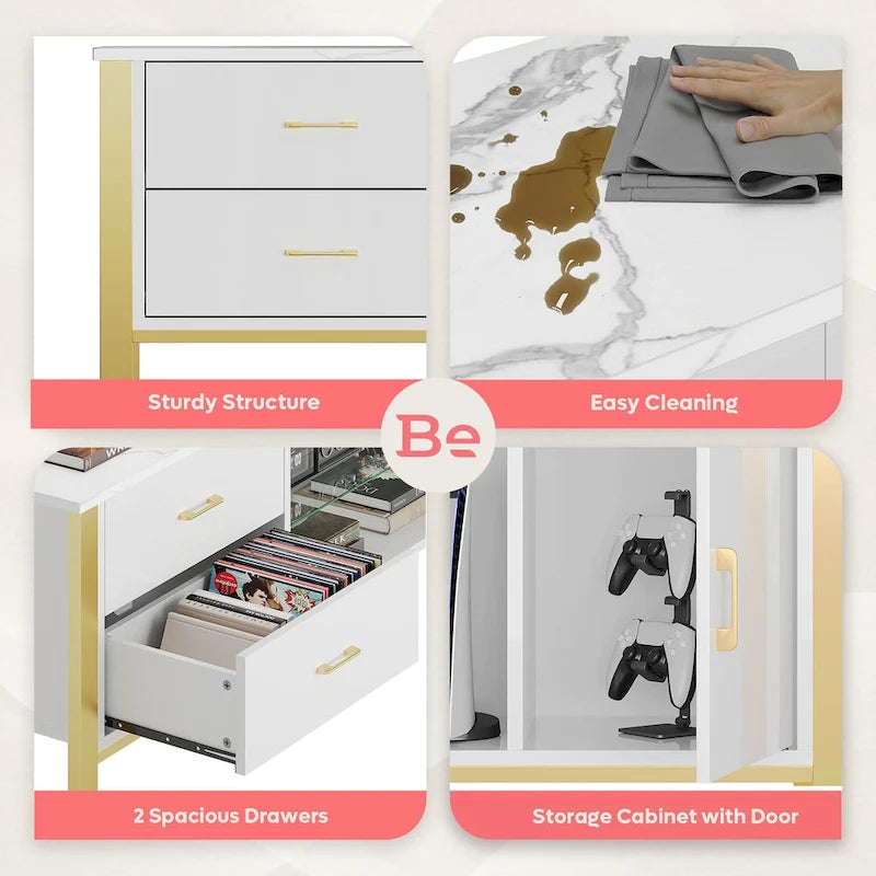 80-Inch LED Gloss TV Stand with 2 Drawers for 75-85 Inch TVs