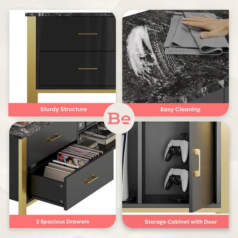 80-Inch LED Gloss TV Stand with 2 Drawers for 75-85 Inch TVs