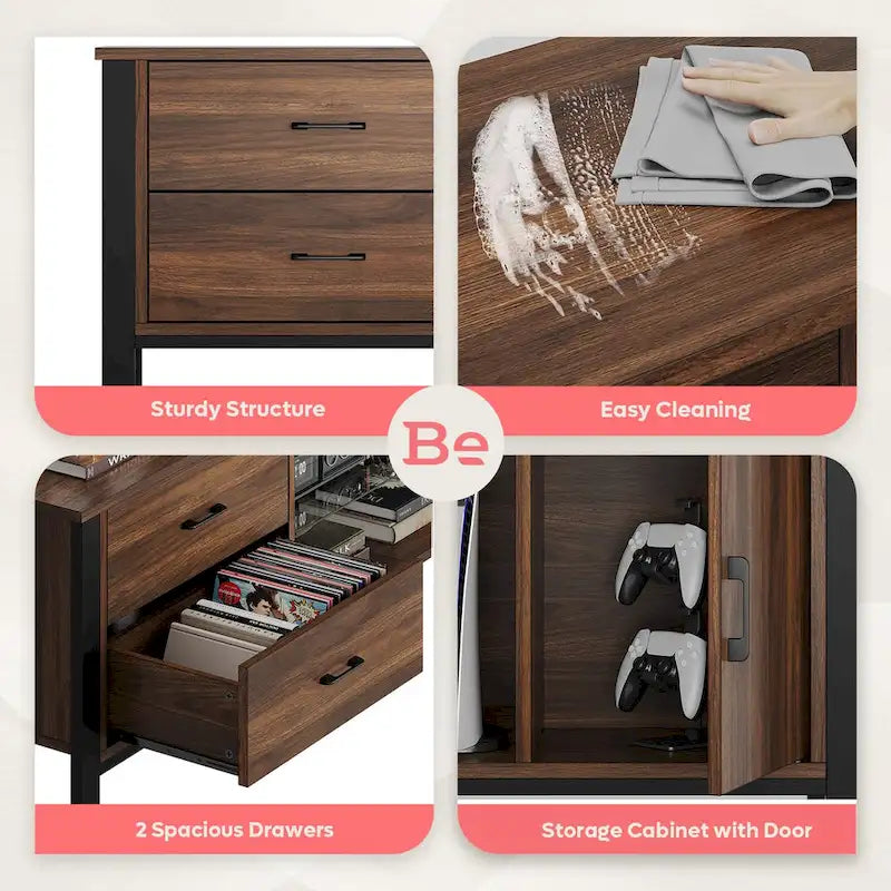 80-Inch LED Gloss TV Stand with 2 Drawers for 75-85 Inch TVs