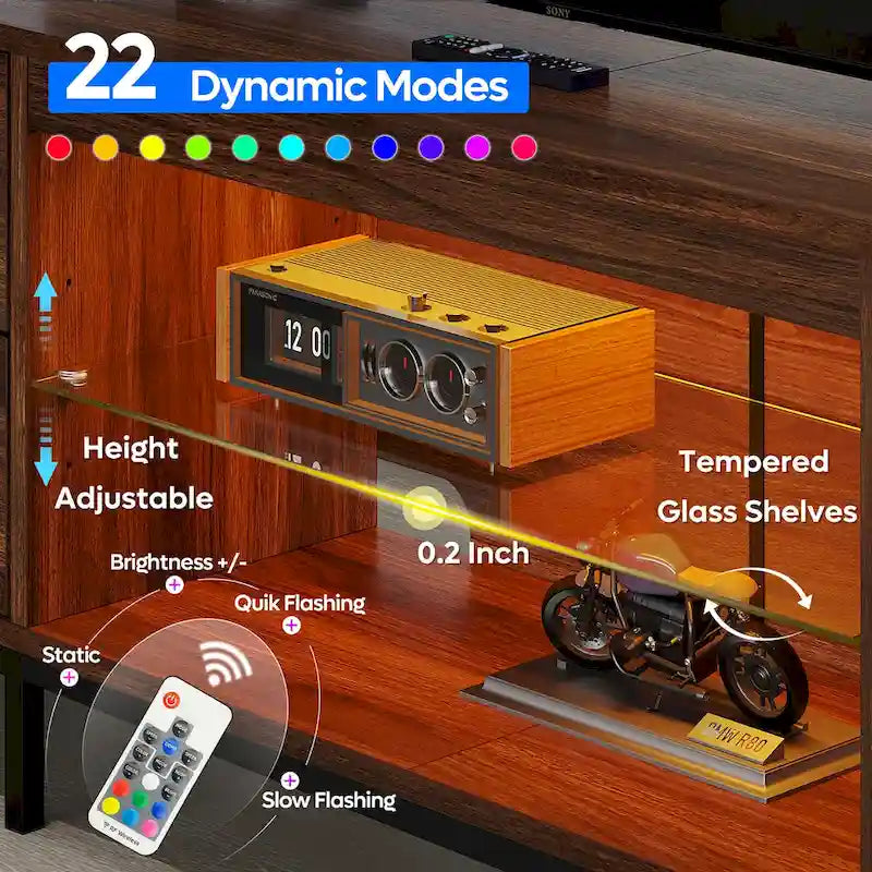 80-Inch LED Gloss TV Stand with 2 Drawers for 75-85 Inch TVs
