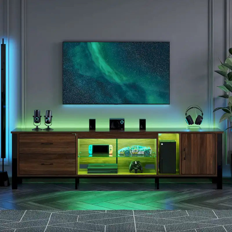 80-Inch LED Gloss TV Stand with 2 Drawers for 75-85 Inch TVs