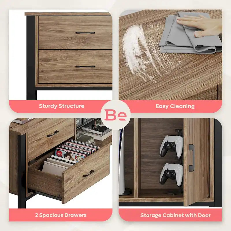 80-Inch LED Gloss TV Stand with 2 Drawers for 75-85 Inch TVs