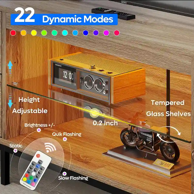 80-Inch LED Gloss TV Stand with 2 Drawers for 75-85 Inch TVs