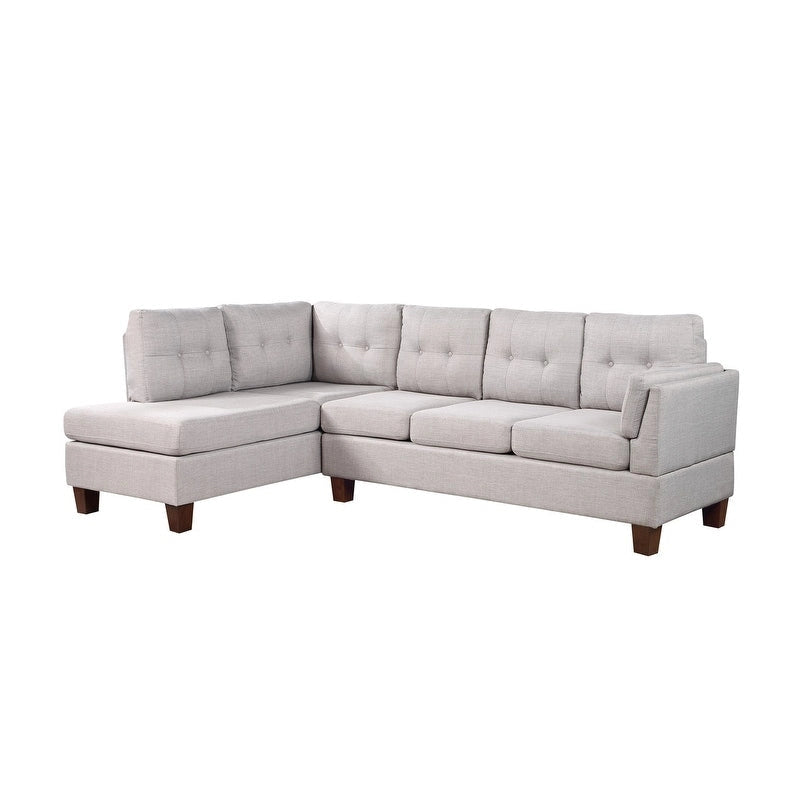 L-Shaped Sectional Sofa with Left Facing Chaise - Linen Beige