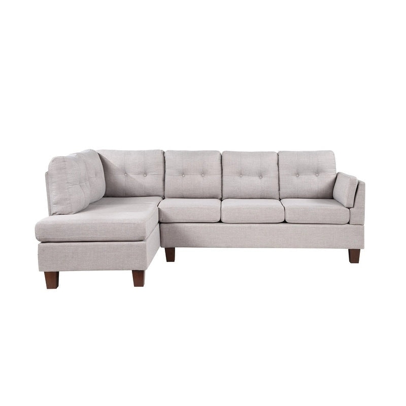 L-Shaped Sectional Sofa with Left Facing Chaise - Linen Beige