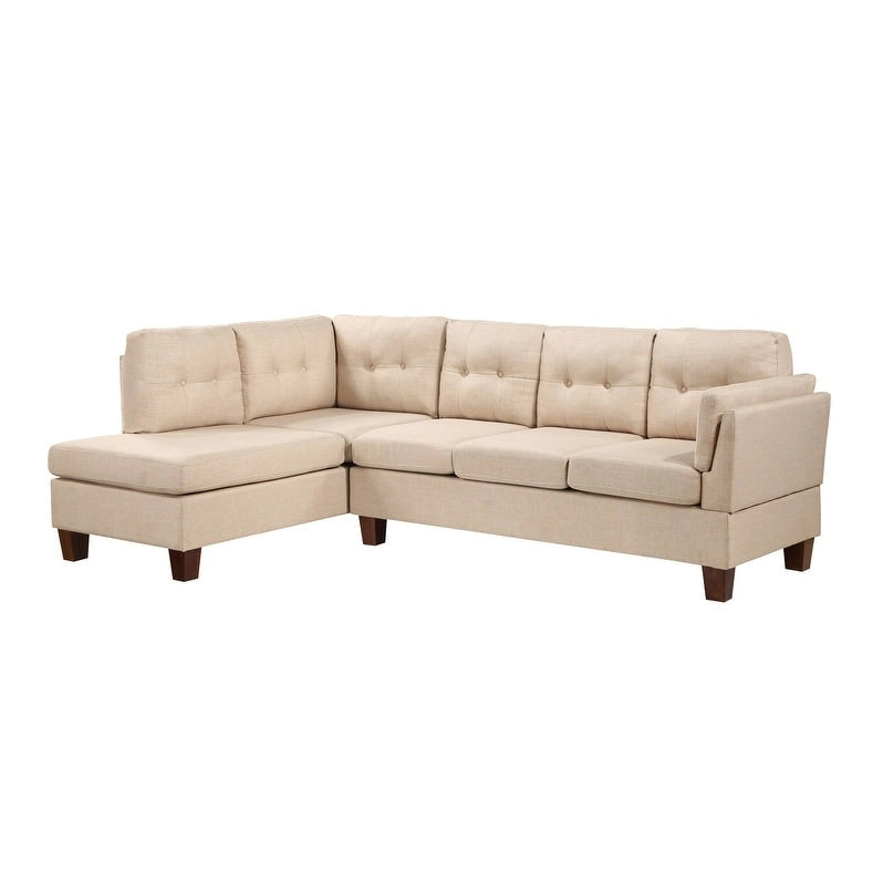 L-Shaped Sectional Sofa with Left Facing Chaise - Linen Beige