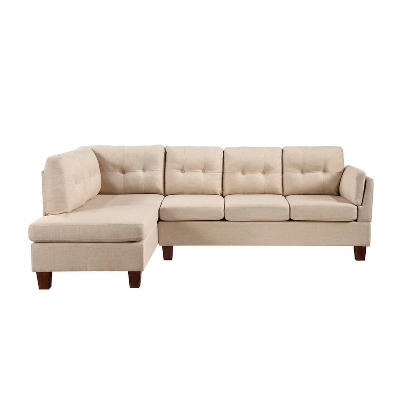 L-Shaped Sectional Sofa with Left Facing Chaise - Linen Beige