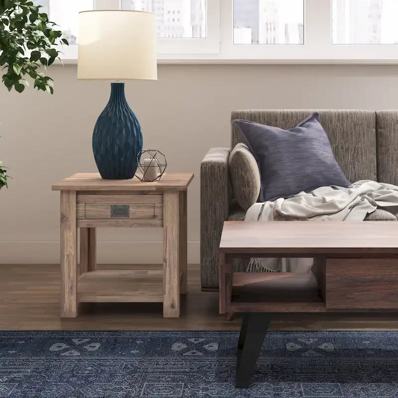 WYNDENHALL Garret SOLID ACACIA WOOD 22 inch Wide Square Rustic End Side Table - 22W x 22 D x 22 H