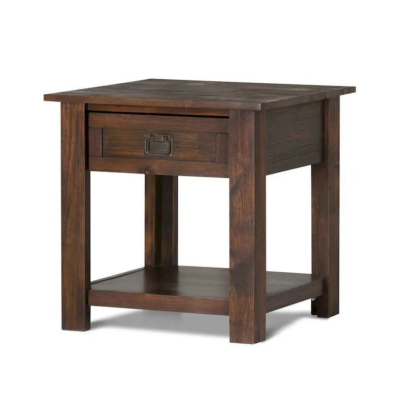 WYNDENHALL Garret SOLID ACACIA WOOD 22 inch Wide Square Rustic End Side Table - 22W x 22 D x 22 H