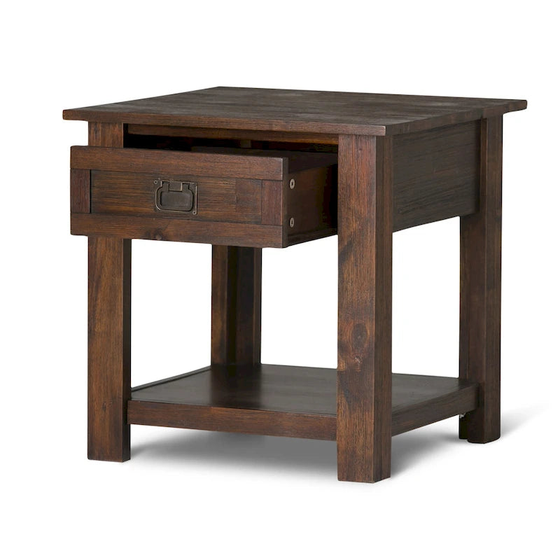WYNDENHALL Garret SOLID ACACIA WOOD 22 inch Wide Square Rustic End Side Table - 22W x 22 D x 22 H