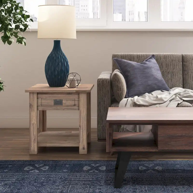 WYNDENHALL Garret SOLID ACACIA WOOD 22 inch Wide Square Rustic End Side Table - 22W x 22 D x 22 H