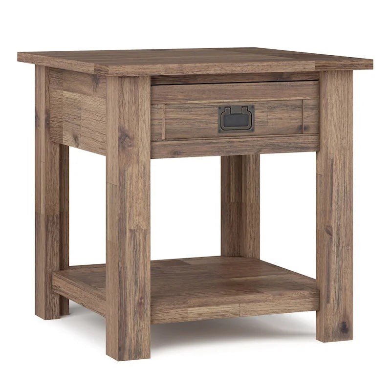 WYNDENHALL Garret SOLID ACACIA WOOD 22 inch Wide Square Rustic End Side Table - 22W x 22 D x 22 H