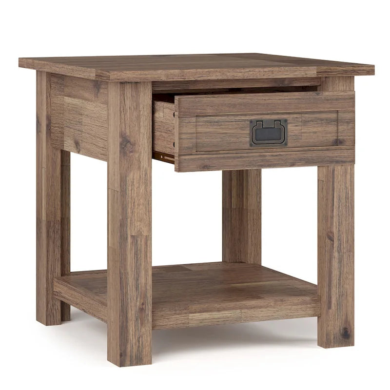 WYNDENHALL Garret SOLID ACACIA WOOD 22 inch Wide Square Rustic End Side Table - 22W x 22 D x 22 H