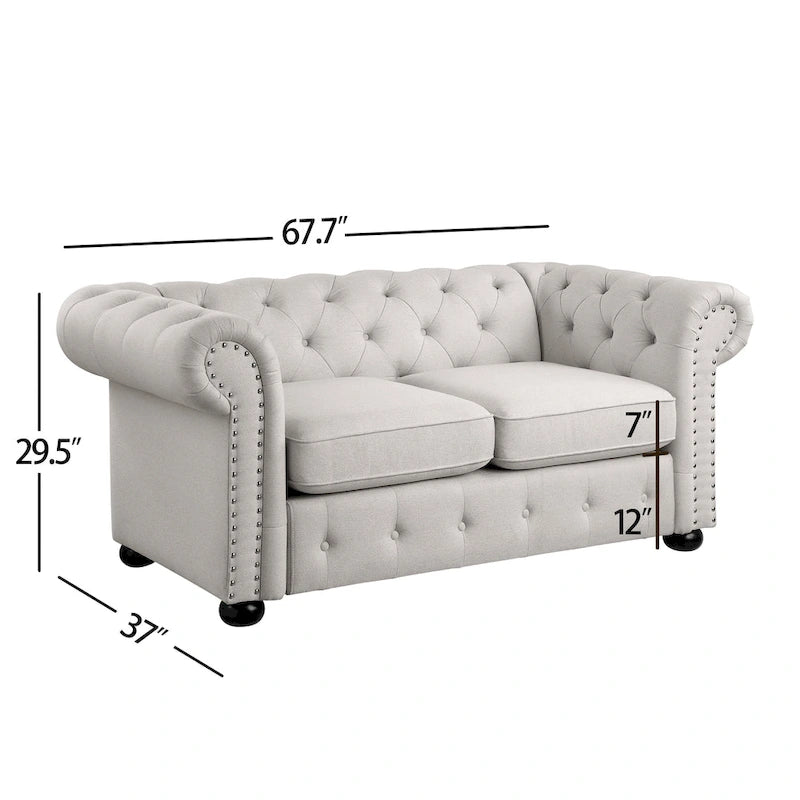Corvus Aleksis 2-piece Tufted Rolled Arm Chesterfield Sofa and Loveseat Set