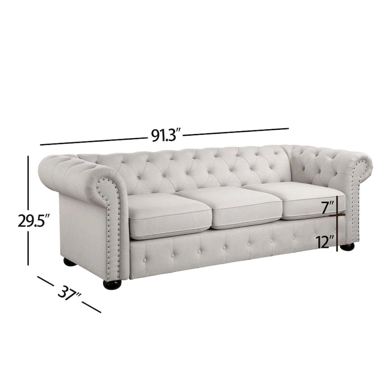 Corvus Aleksis 2-piece Tufted Rolled Arm Chesterfield Sofa and Loveseat Set