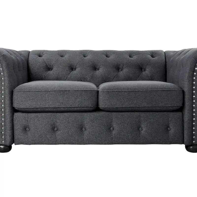 Corvus Aleksis 2-piece Tufted Rolled Arm Chesterfield Sofa and Loveseat Set